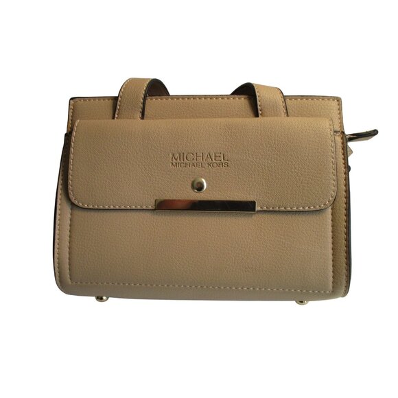 *Michael Kors Beige Tan Satchel Pebbled Boxy Purse - Picture 1 of 6